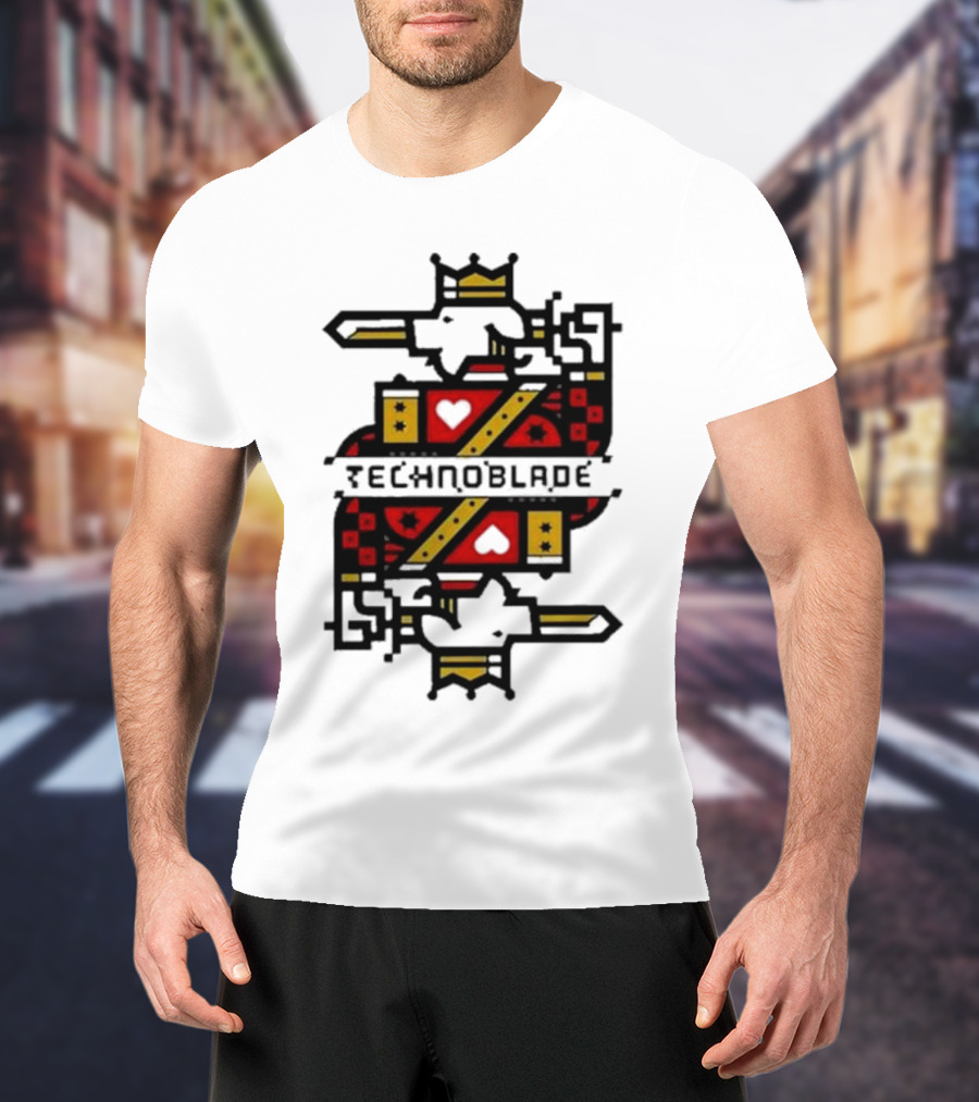 Technoblade Crowned Warrior Card Heart Sword T-Shirt