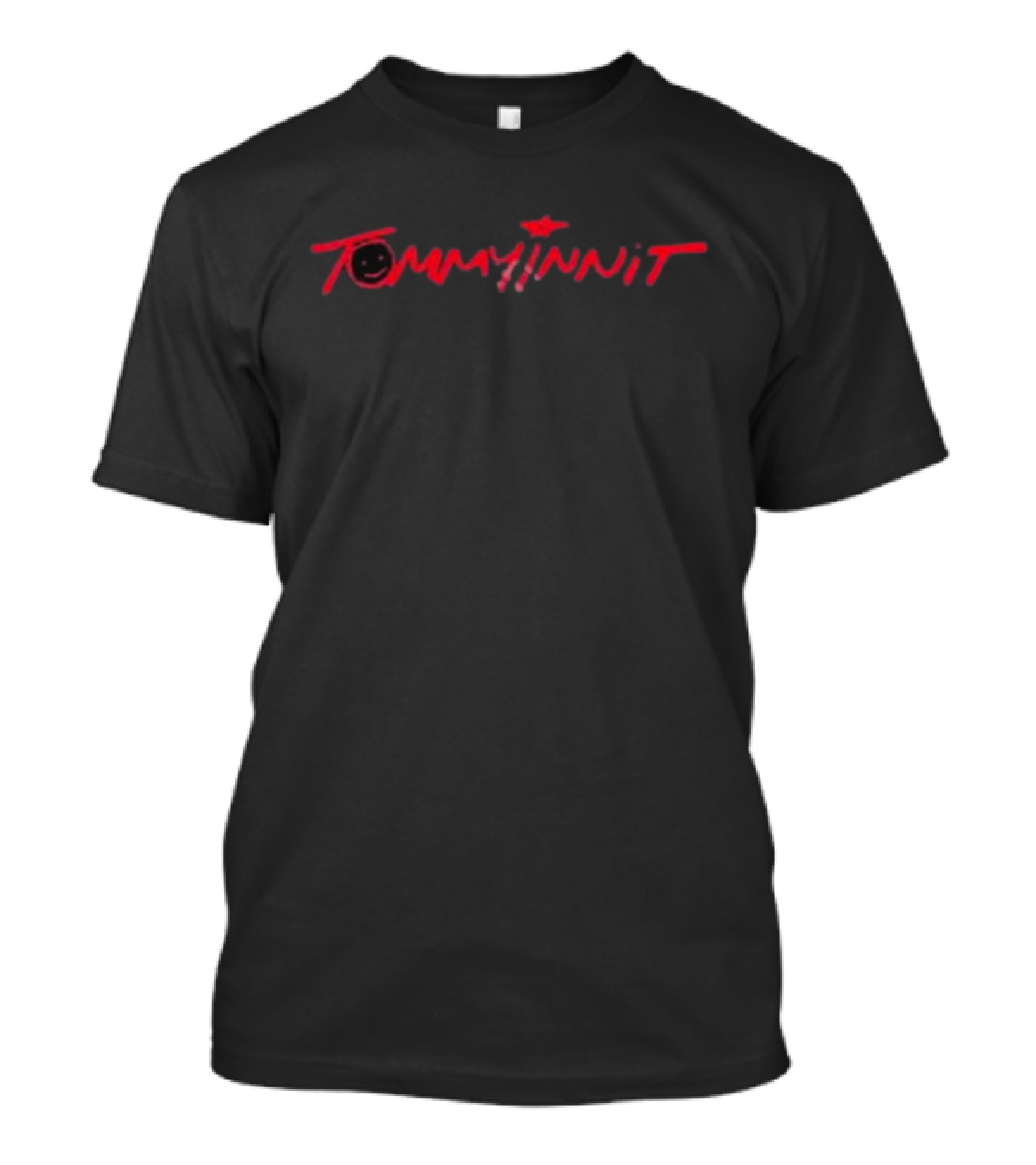 Tommyinnit Signature With Star And Smile Icon In Red T-Shirt