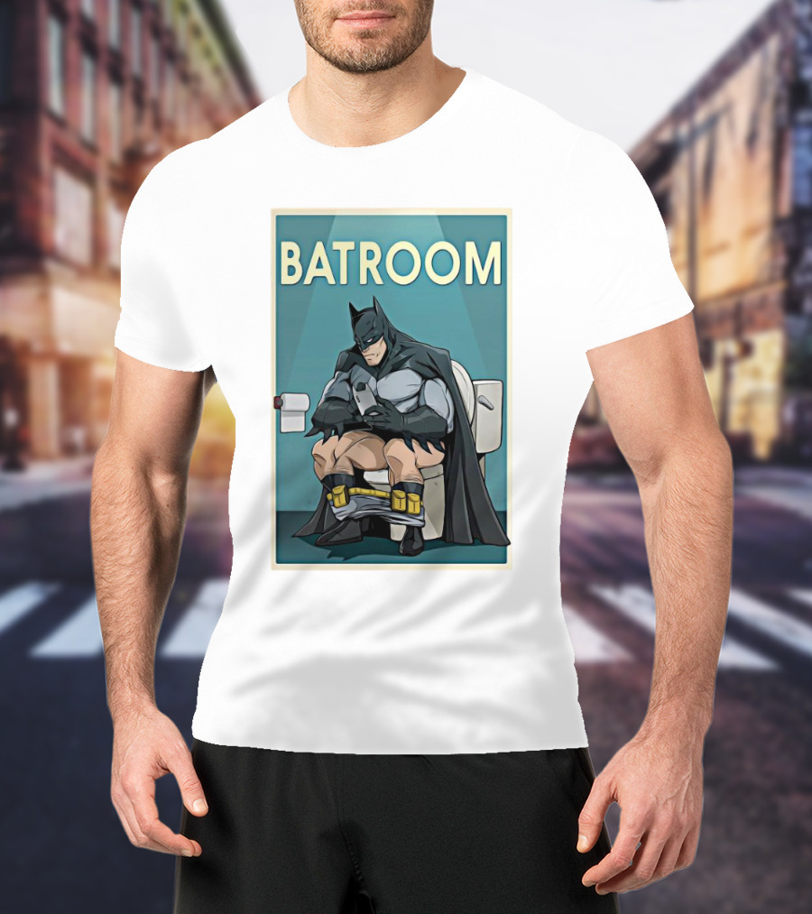 BATROOM Batman Comic Style Toilet Humor T-Shirt