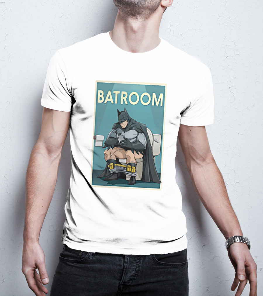 BATROOM Batman Comic Style Toilet Humor T-Shirt