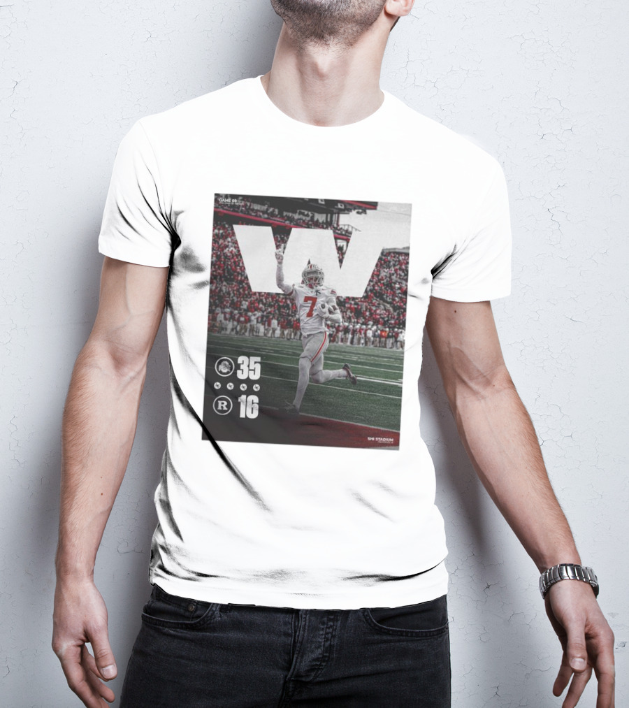 Ohio State 35-16 Rutgers Nov 4 SHI Stadium Victory Football T-Shirt