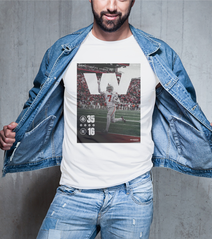 Ohio State 35-16 Rutgers Nov 4 SHI Stadium Victory Football T-Shirt
