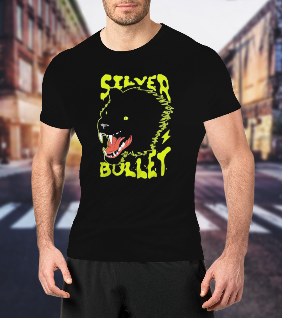 Silver Bullet Werewolf Face Neon T-Shirt
