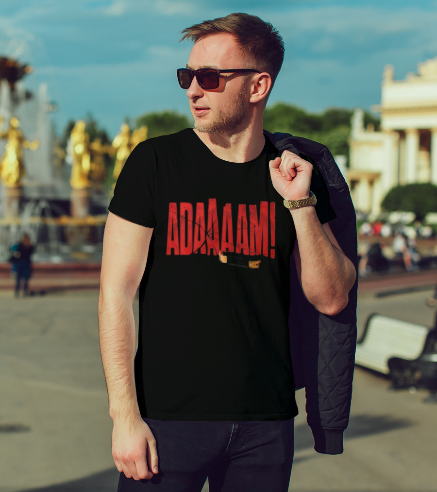 ADAAAAM Red Text Broken Glass T-Shirt