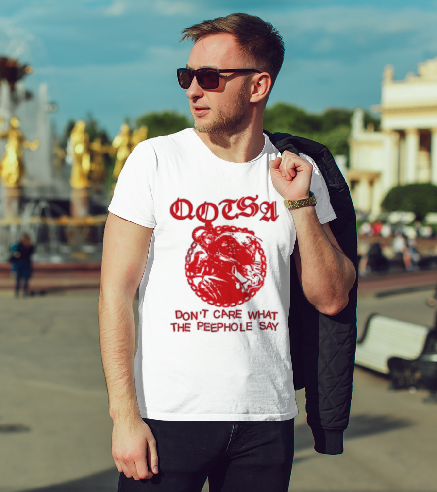 QOTSA Don't Care What The Peephole Say Red Skull T-Shirt