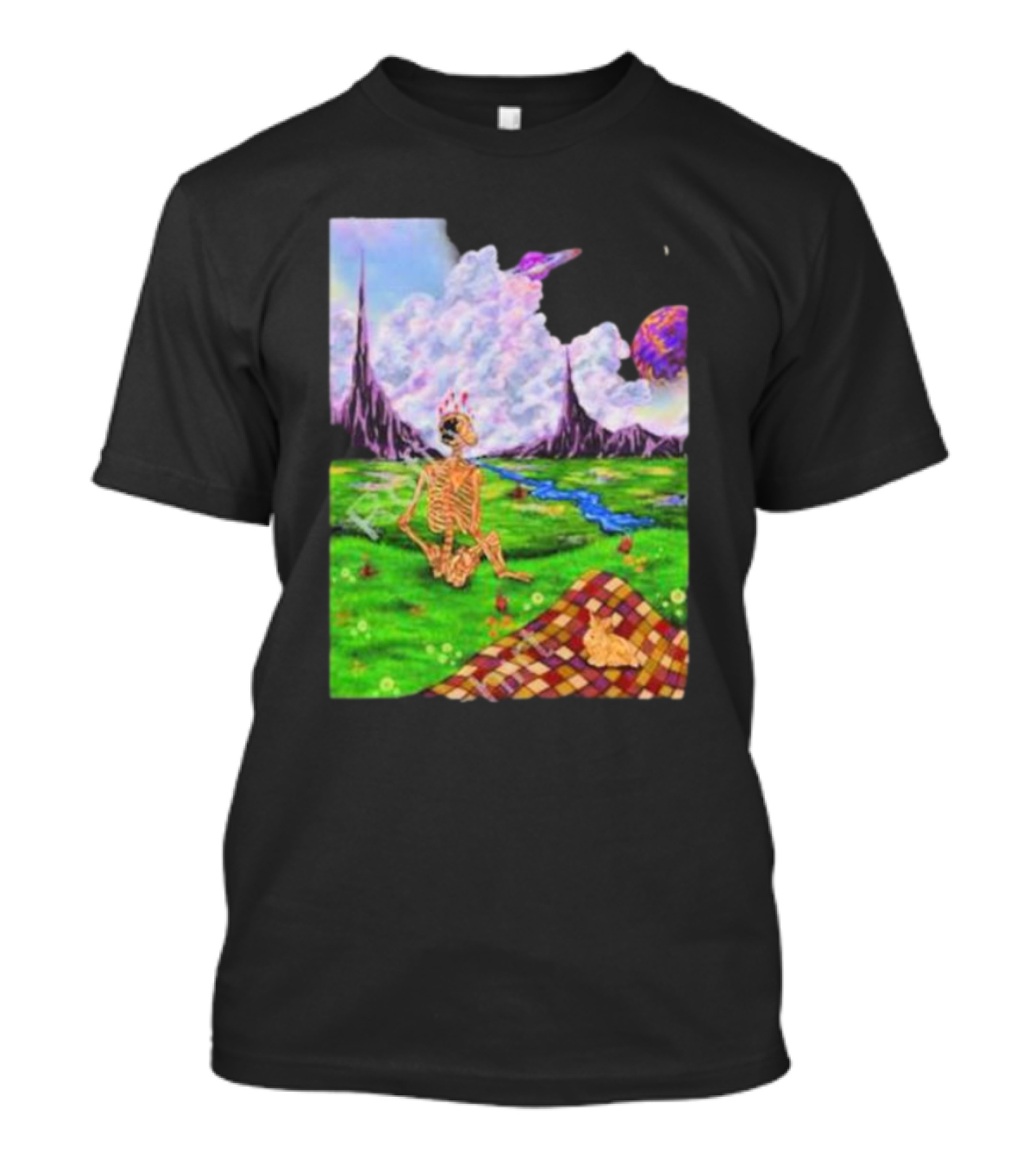 Soulosaint My Sanctuary Cosmic Landscape Skeleton Picnic Blanket T-Shirt