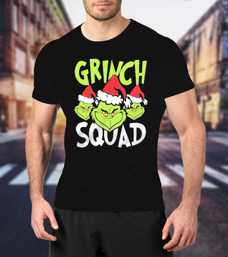 Grinch Squad Christmas Santa Hat Trio T-Shirt
