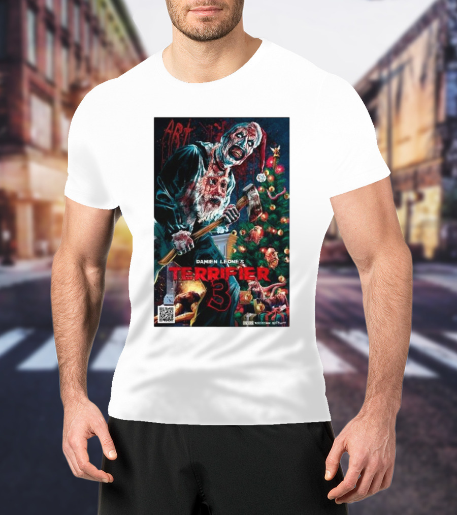 Damien Leone's Terrifier 3 Art Christmas Horror T-Shirt
