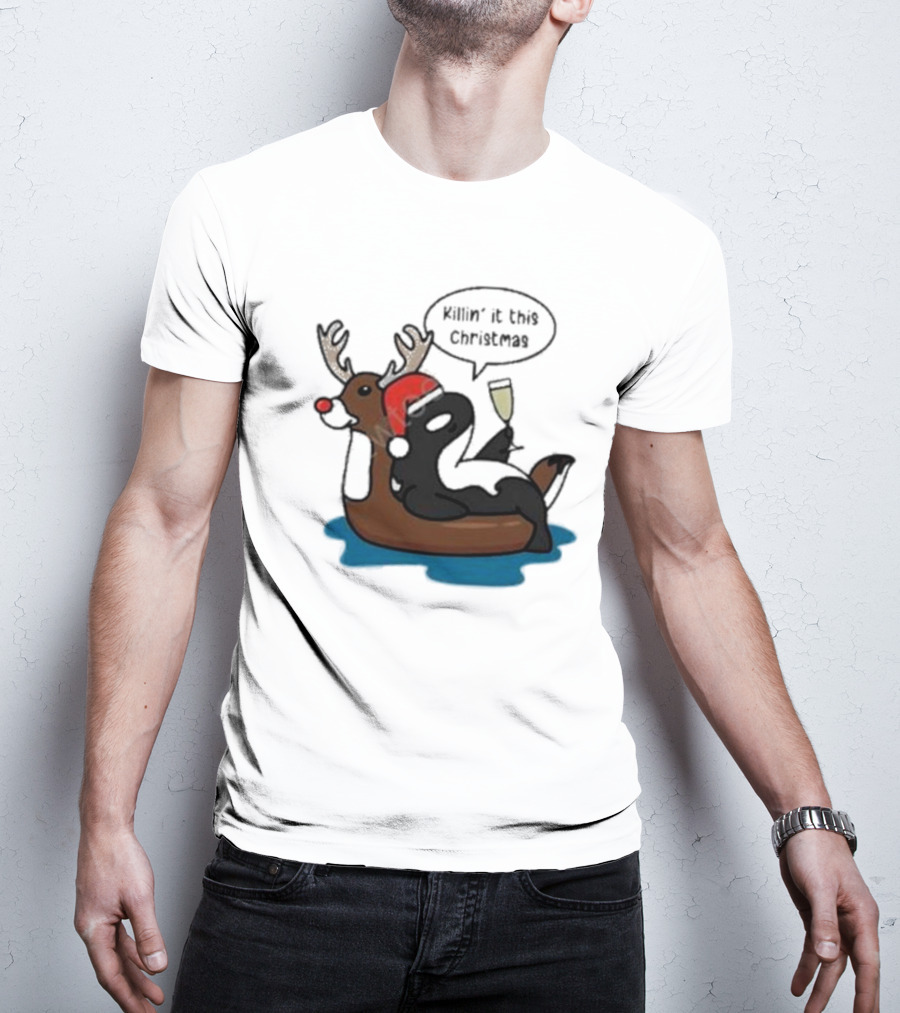 Killin' It This Christmas Dolphin Orca Reindeer T-Shirt