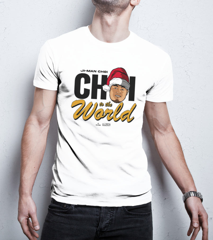 Ji-Man Choi Choi To The World Christmas Clutch Baseball Santa Hat T-Shirt