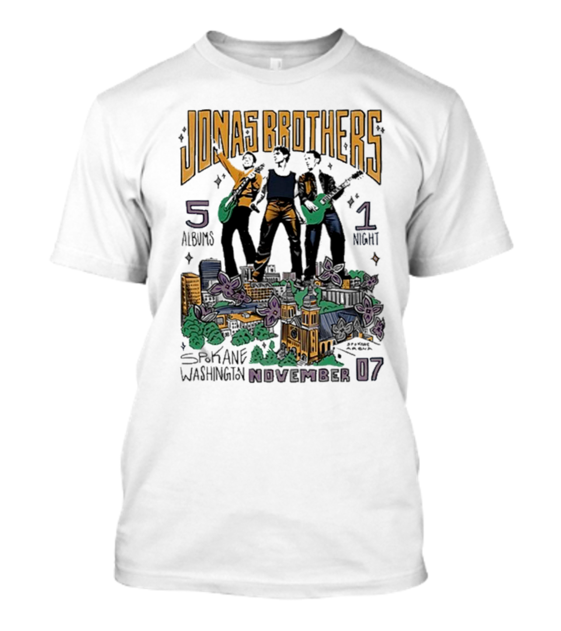 JONAS BROTHERS 5 ALBUMS 1 NIGHT SPOKANE WASHINGTON NOVEMBER 07 T-Shirt
