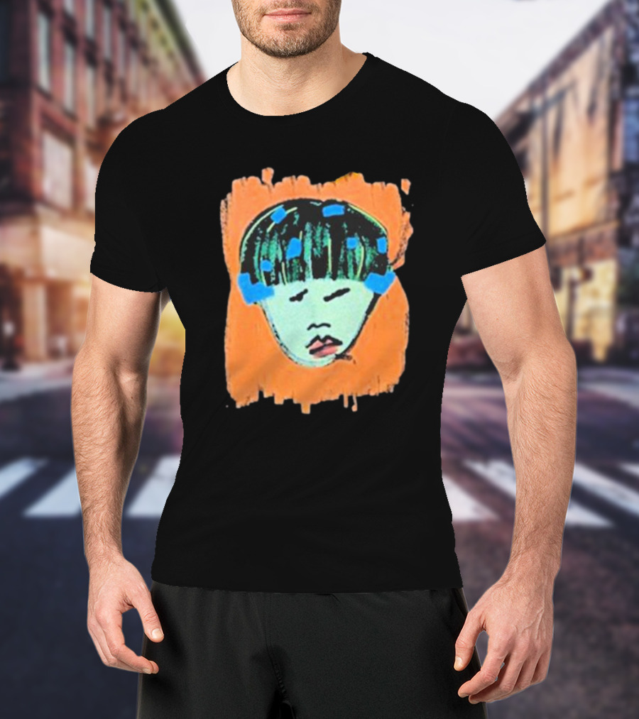 Ryan Harper Gray Iconic Abstract Portrait On Vibrant Orange Background T-Shirt