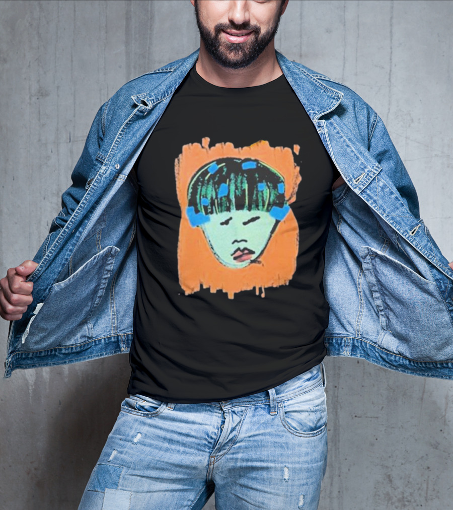 Ryan Harper Gray Iconic Abstract Portrait On Vibrant Orange Background T-Shirt