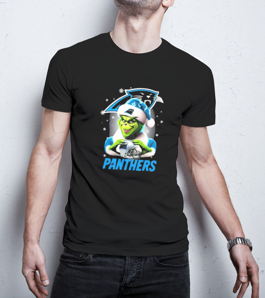 Santa Grinch Carolina Panthers Merry Christmas T-Shirt
