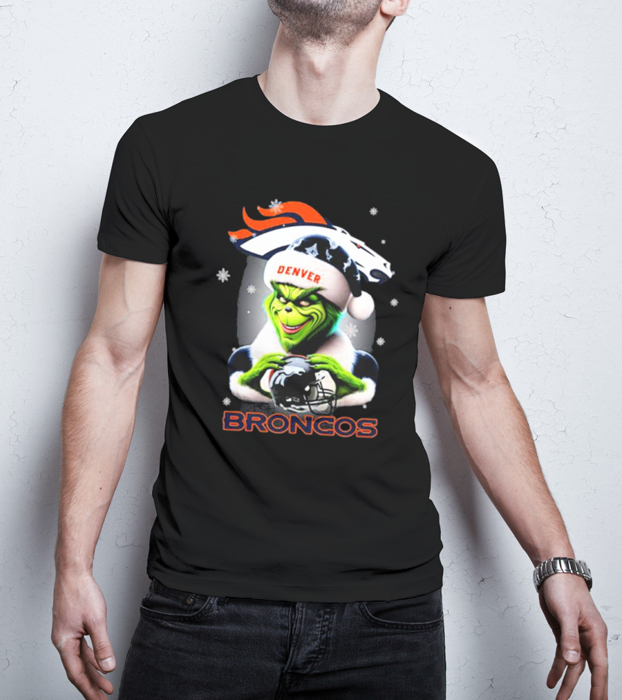 Santa Grinch Merry Christmas Denver Broncos Love T-Shirt