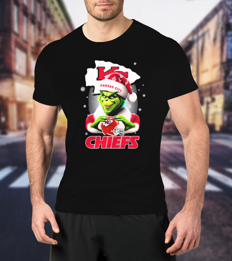 Kansas City Chiefs Grinch Santa Christmas T-Shirt