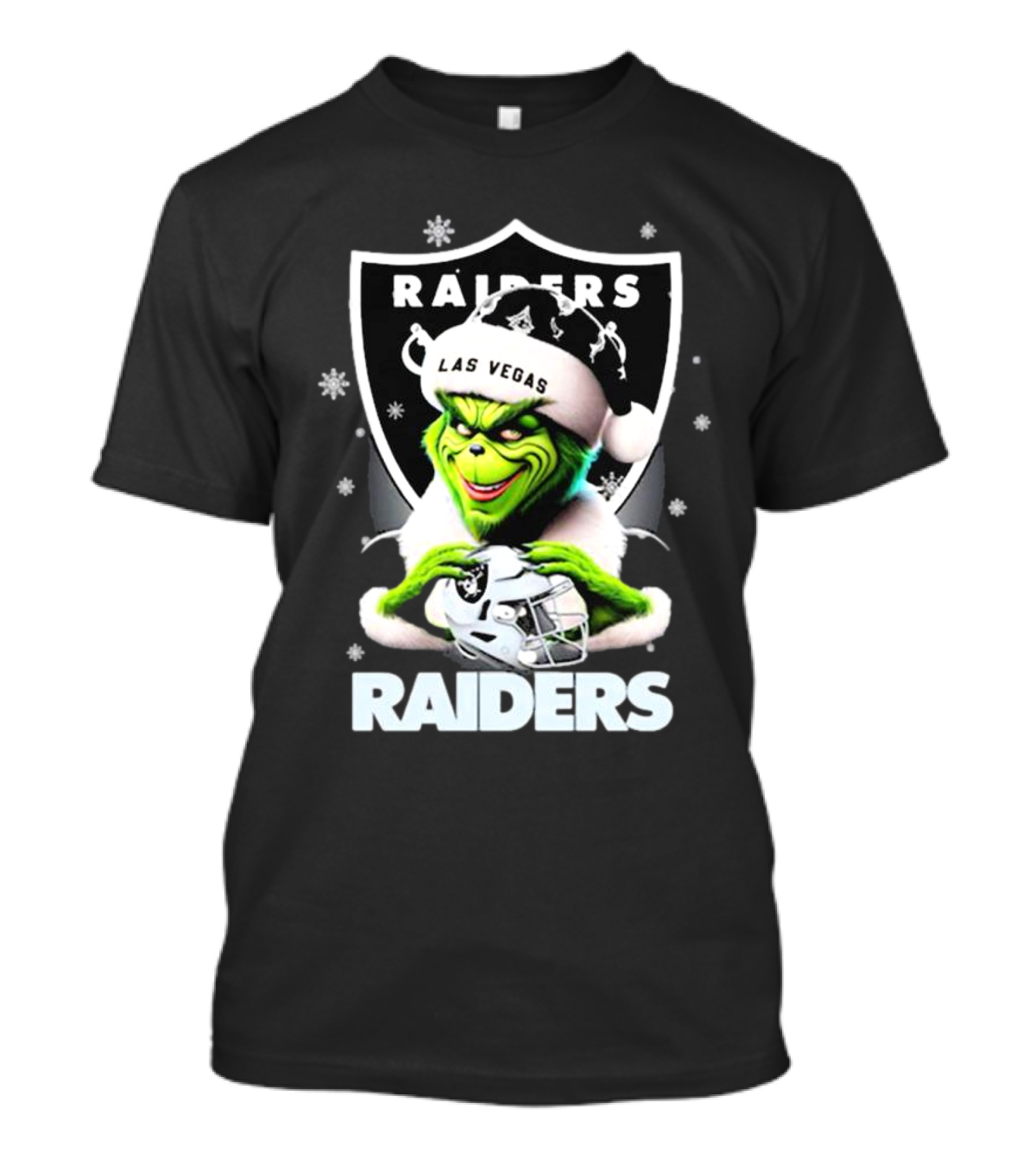 Las Vegas Raiders Grinch Santa Merry Christmas Snowflakes T-Shirt