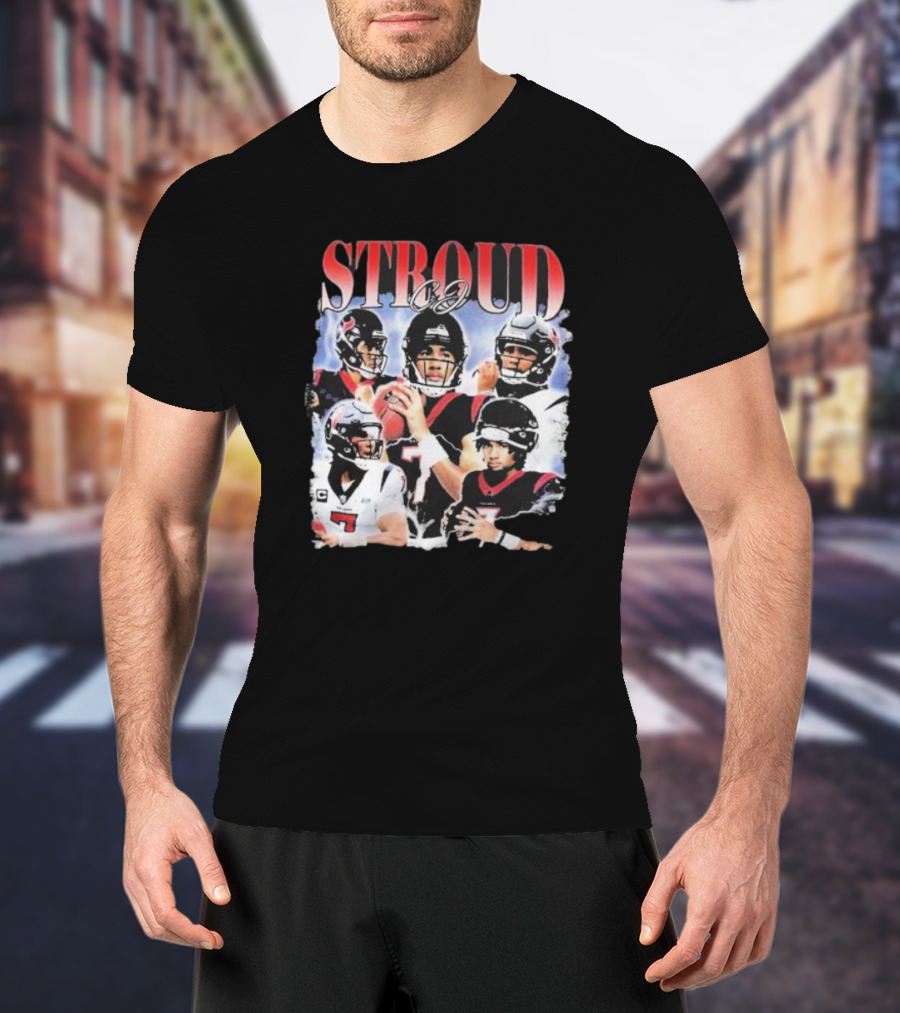 Stroud CJ Football 90s Style Houston NFL Quarterback Vintage Images T-Shirt