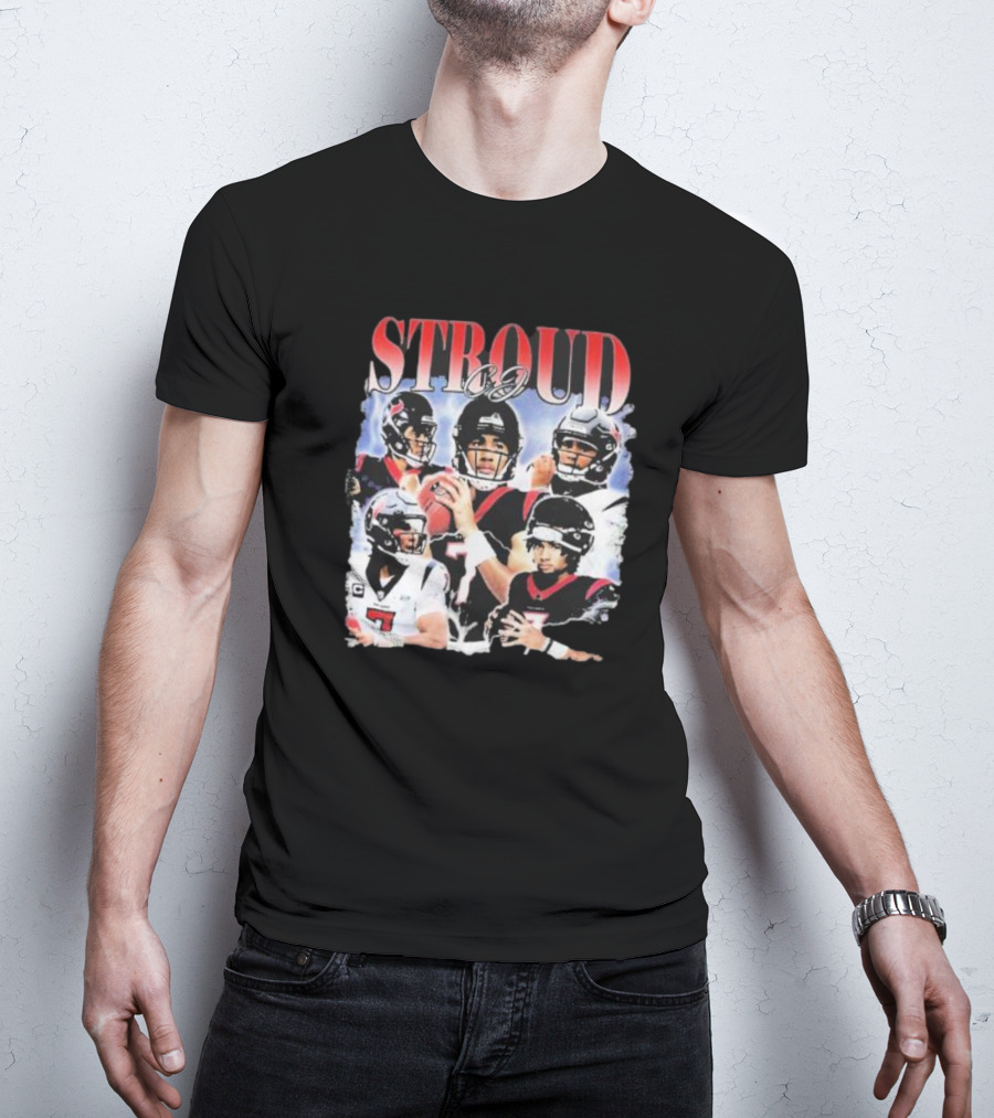 Stroud CJ Football 90s Style Houston NFL Quarterback Vintage Images T-Shirt