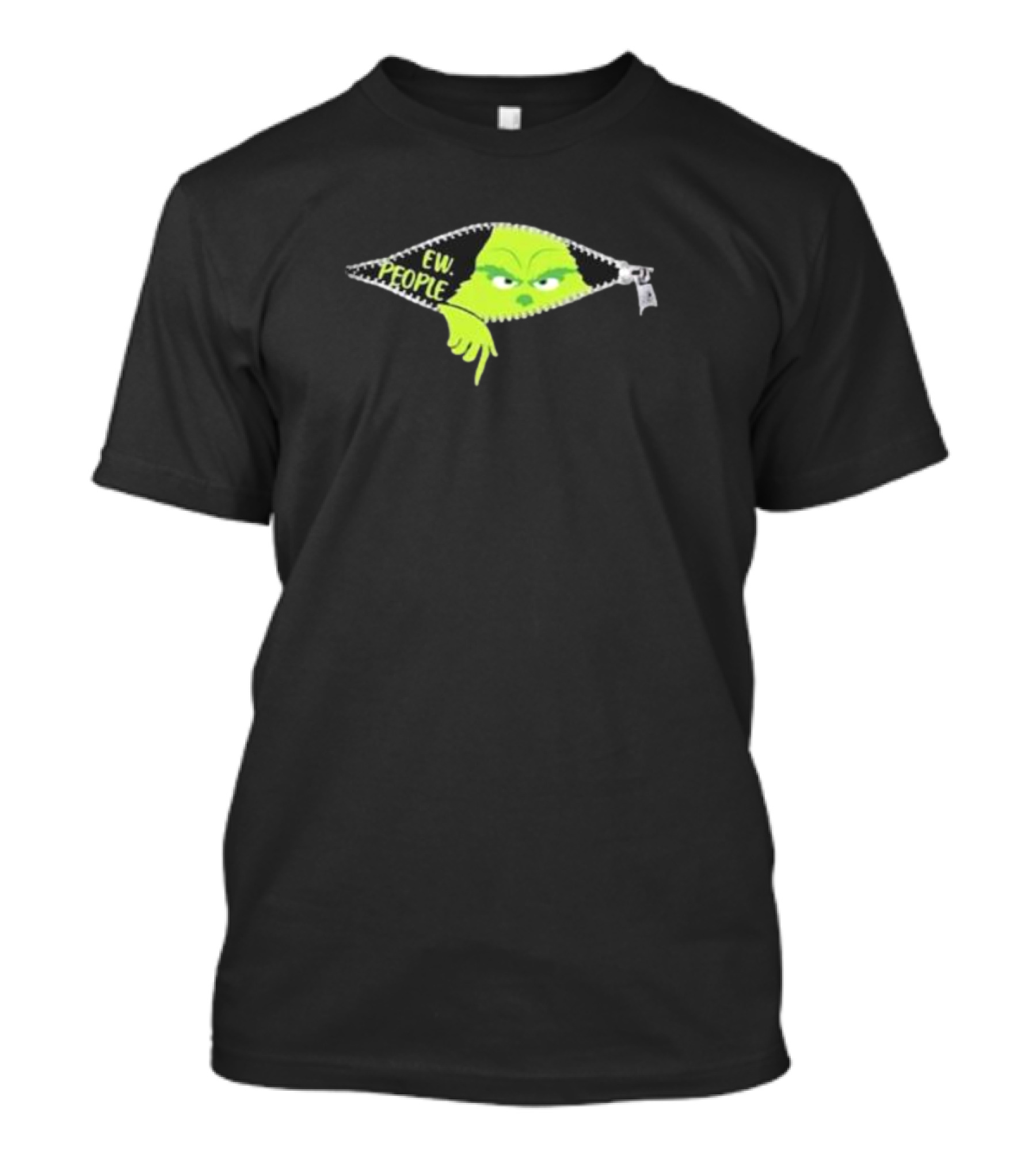 Women’s Ew People Grinch Christmas Print Hooded Zipper T-Shirt