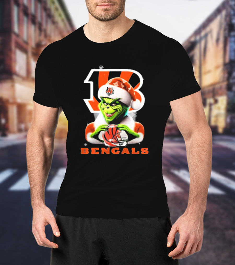 Santa Grinch Cincinnati Bengals Christmas Football T-Shirt