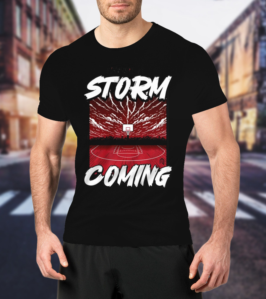 Athletelogos There Is A Storm Coming Basketball Court Thunderous Sky T-Shirt