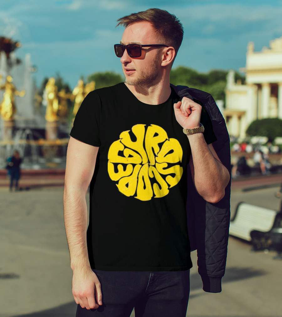 Gyroscope Liquid Logo Yellow Circular Text T-Shirt