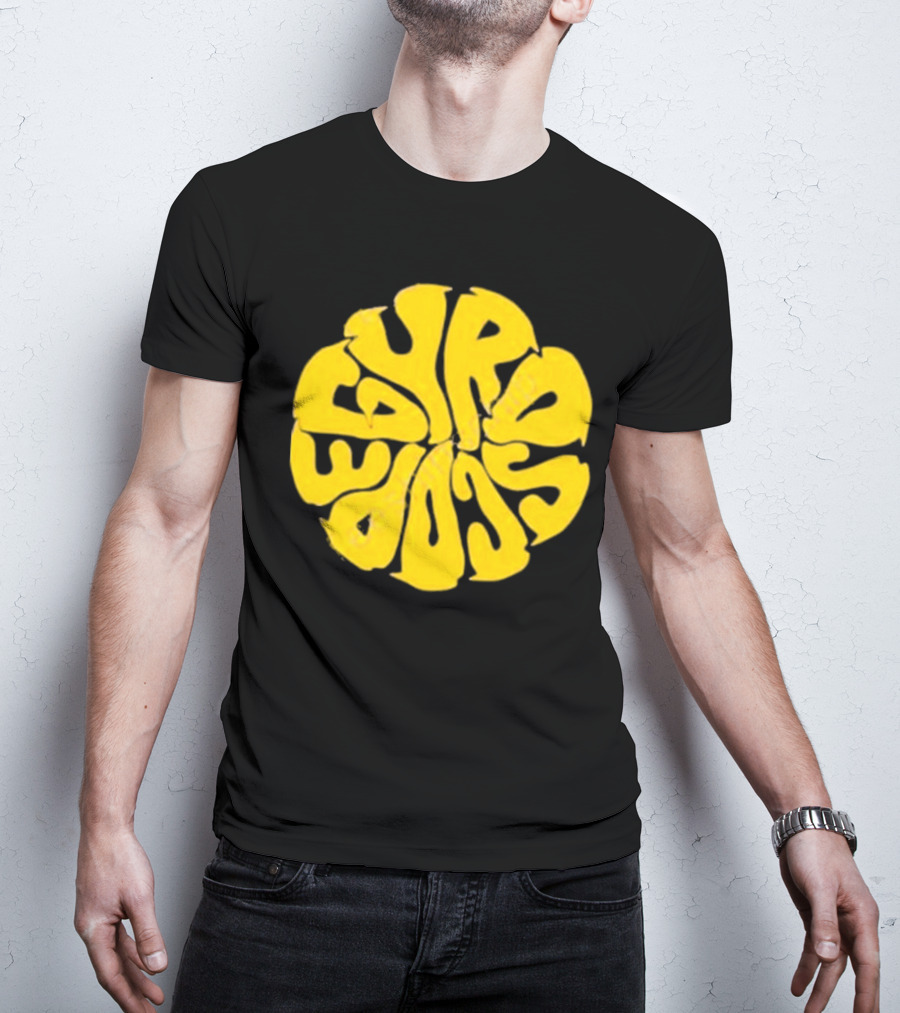 Gyroscope Liquid Logo Yellow Circular Text T-Shirt