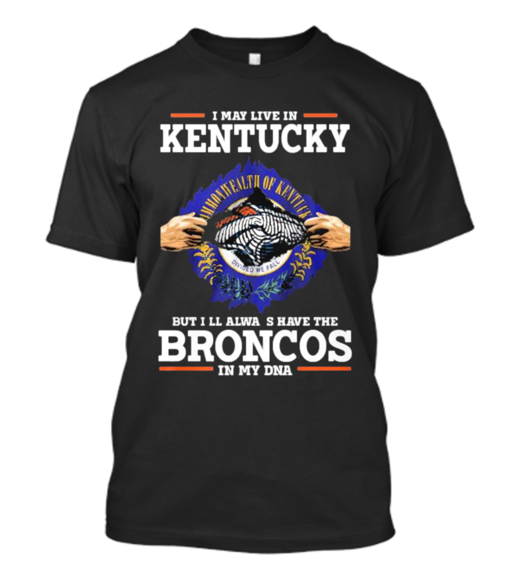 Kentucky Roots With Broncos DNA Pride Featuring Commonwealth Emblem T-Shirt