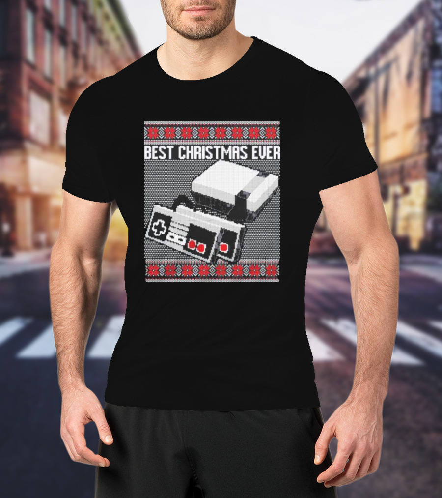 Best Christmas Ever Ugly Sweater NES Controller Retro Console T-Shirt