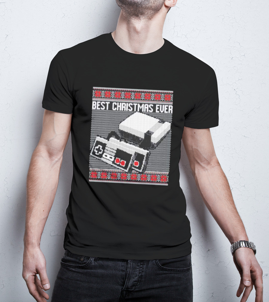 Best Christmas Ever Ugly Sweater NES Controller Retro Console T-Shirt