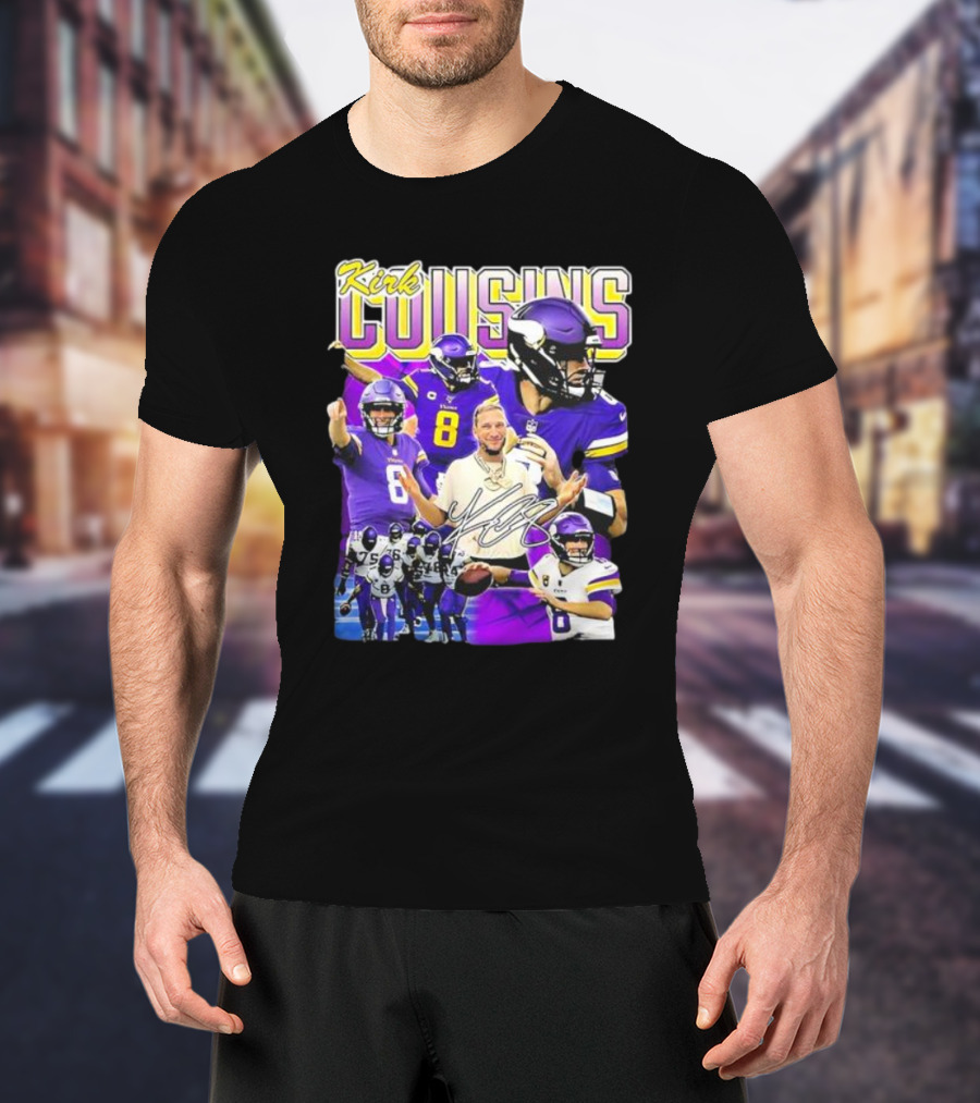 Kirk Cousins Minnesota Vikings Quarterback Number 8 Football Collage T-Shirt
