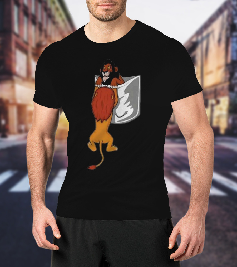 Lion Scar And Mufasa Hanging Pocket T-Shirt