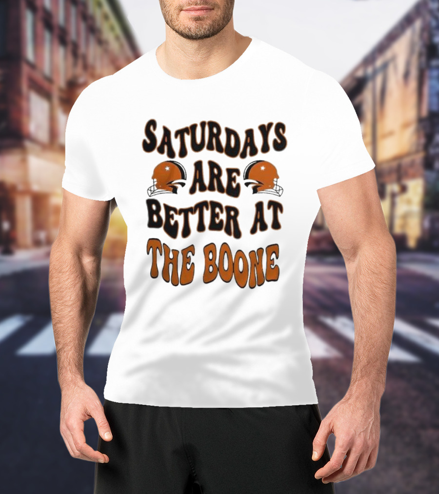 Oklahoma State Cowboys Saturdays Are Better At The Boone With Football Helmets T-Shirt