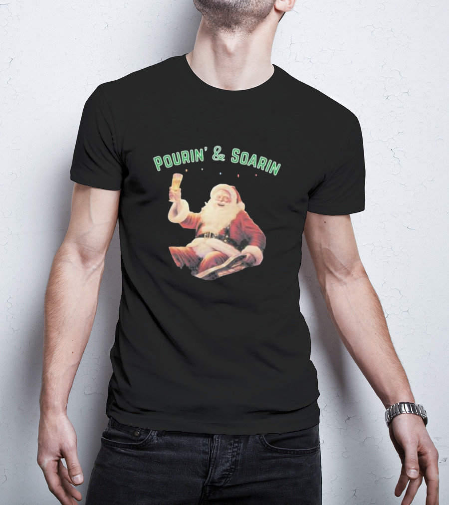 Pourin' And Soarin' Santa Cheers With Beer T-Shirt