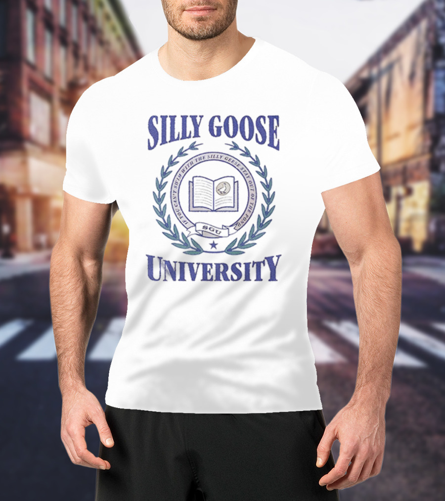 Silly Goose University Laurel Wreath Seal Emblem T-Shirt