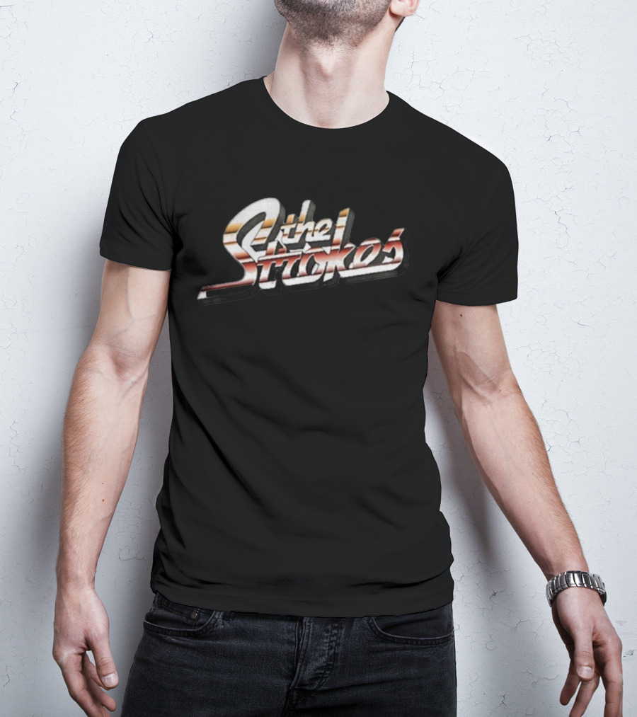 The Strokes Retro Style Logo Vintage Band Name Text T-Shirt