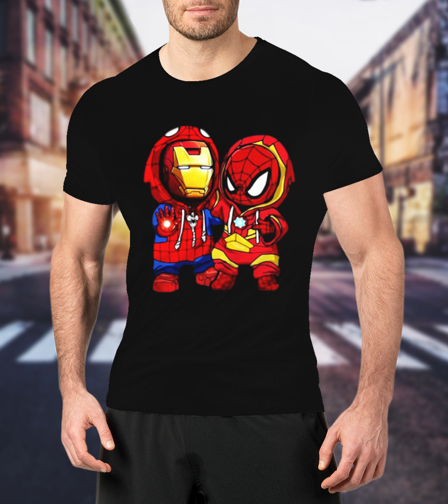Baby Iron Man And Baby Spiderman Heroes Duo T-Shirt