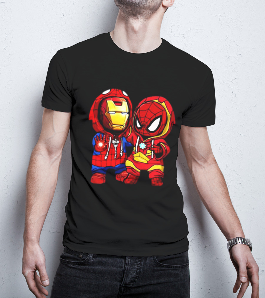 Baby Iron Man And Baby Spiderman Heroes Duo T-Shirt