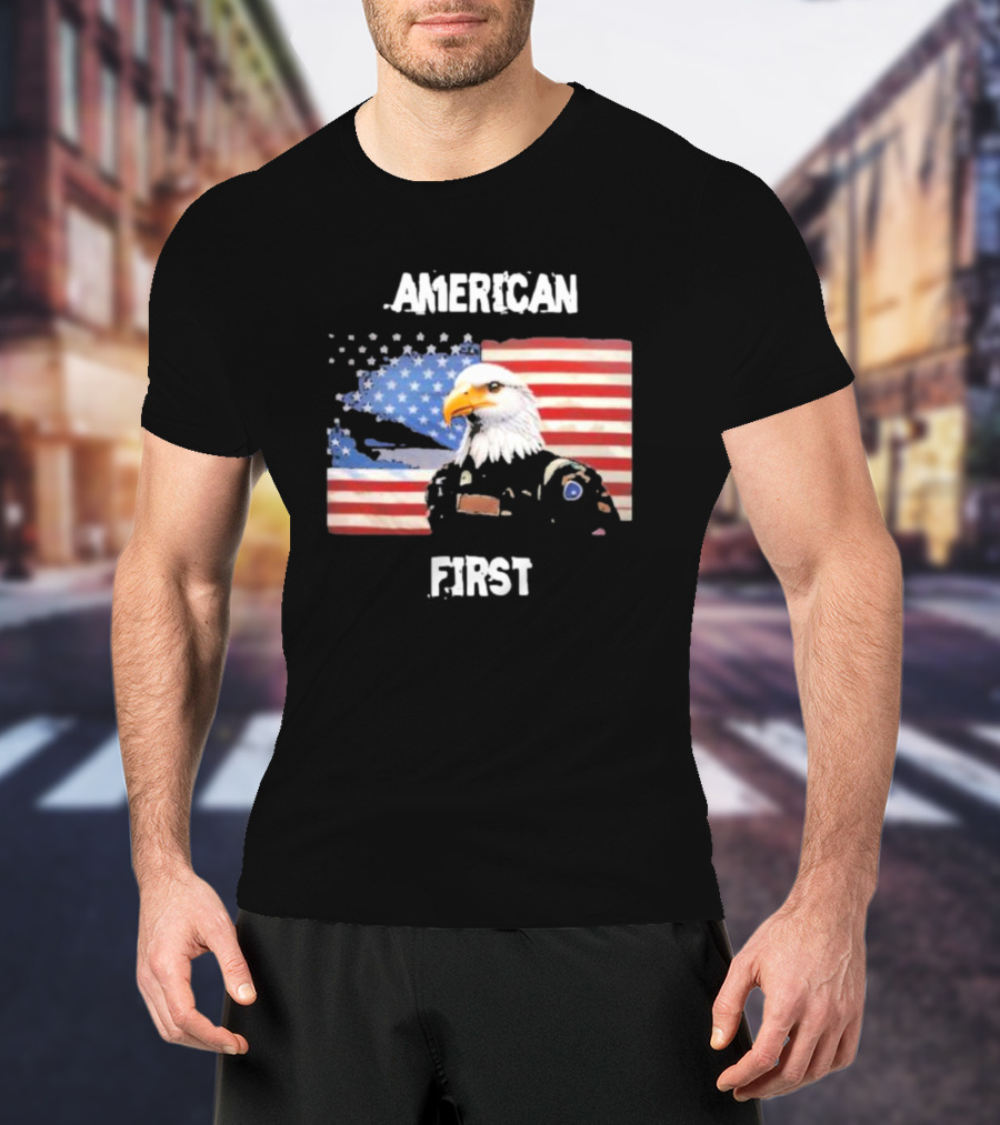 American Eagle Soldier American First US Flag Patriotic T-Shirt