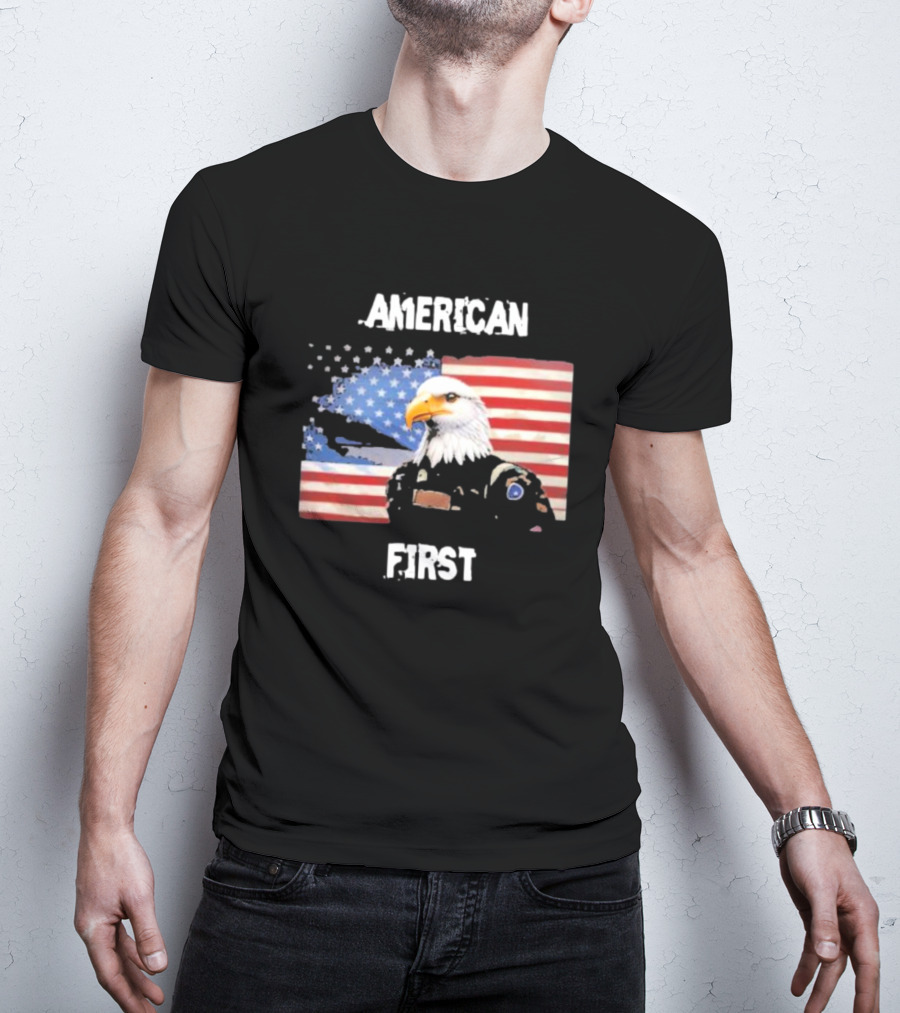 American Eagle Soldier American First US Flag Patriotic T-Shirt