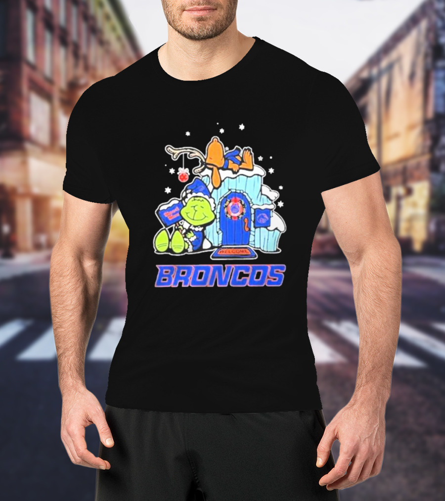 Broncos Grinch Christmas Welcome Boise State T-Shirt