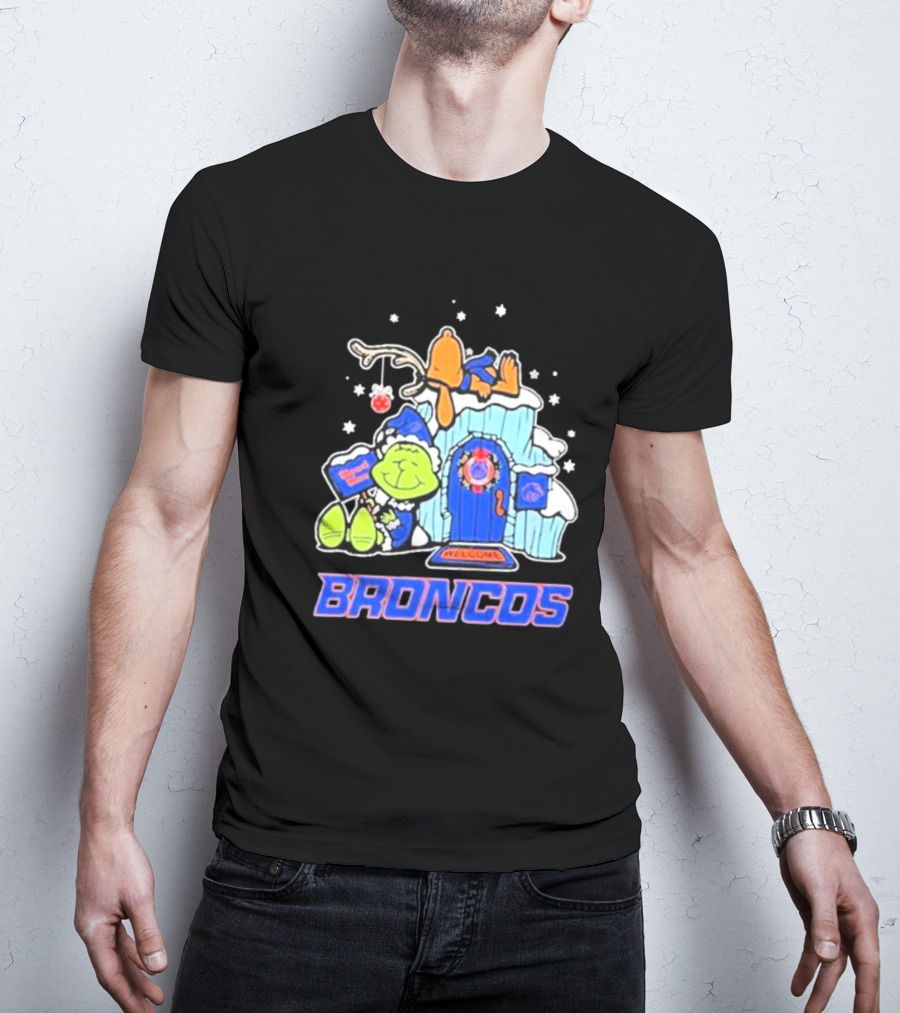 Broncos Grinch Christmas Welcome Boise State T-Shirt