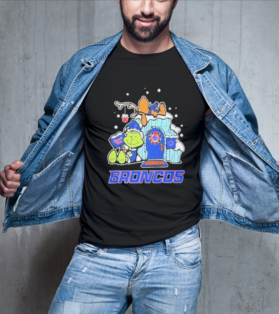 Broncos Grinch Christmas Welcome Boise State T-Shirt
