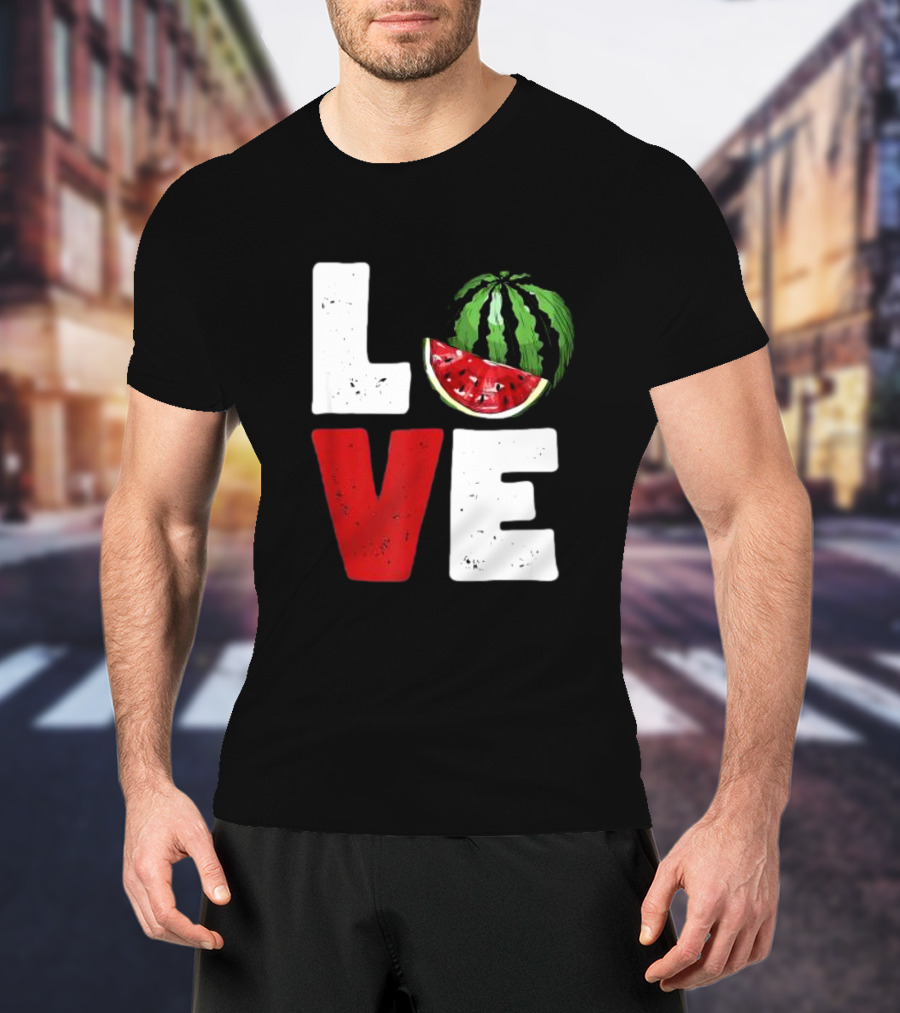 LOVE Watermelon Slice Typography T-Shirt