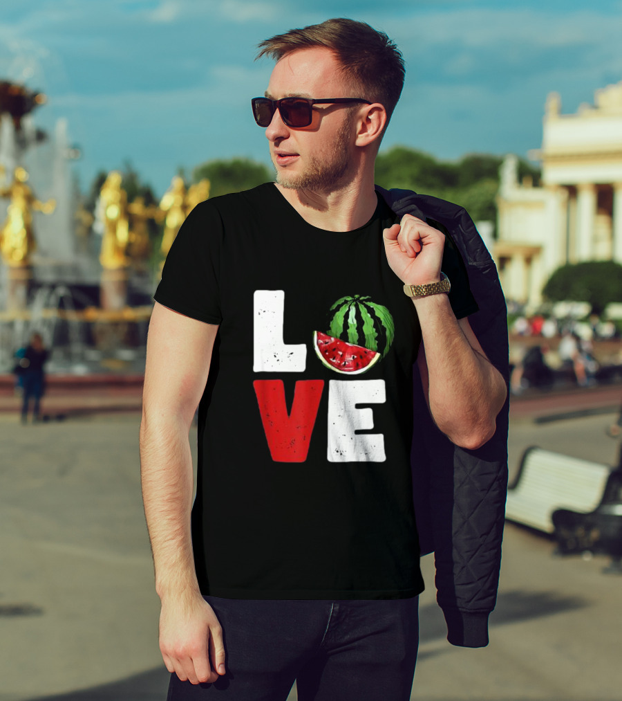 LOVE Watermelon Slice Typography T-Shirt