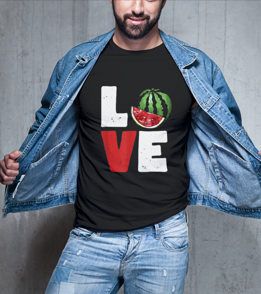 LOVE Watermelon Slice Typography T-Shirt