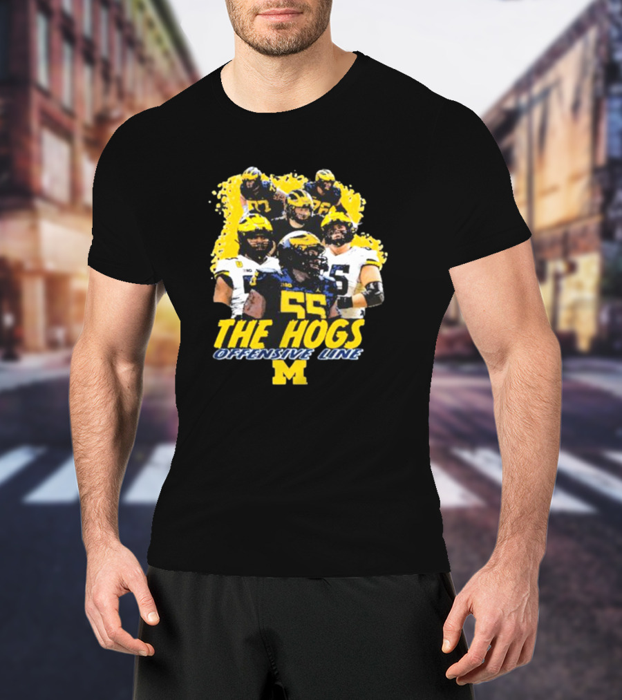 Valiant University Of Michigan Football The Hogs Offensive Line Team Spirit T-Shirt