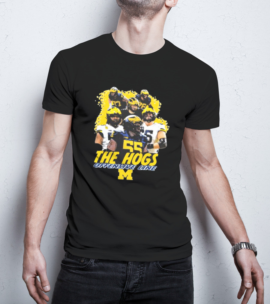 Valiant University Of Michigan Football The Hogs Offensive Line Team Spirit T-Shirt
