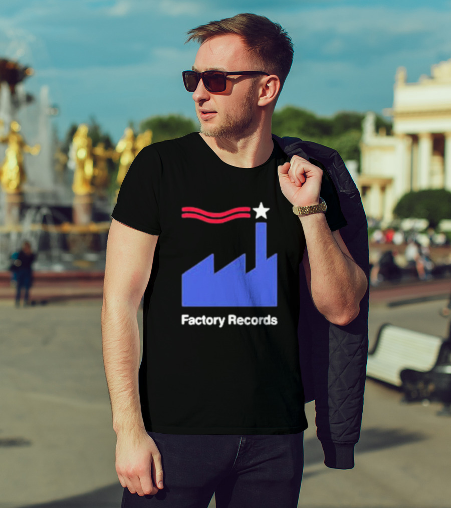 Factory Records Iconic Logo With Star And Stripes Factory T-Shirt